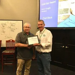 Chad Black received the Gold Star Award for having the most Google Reviews.