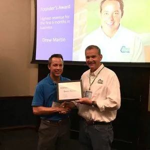 Drew Martin received the Founder's Award for having the highest revenue for the first 6 months of business.